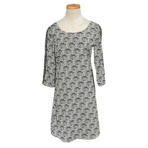 MAISON SCOTCH Dress Cream Black Printed 3/4 Sleeve Size Small Cheetah Print